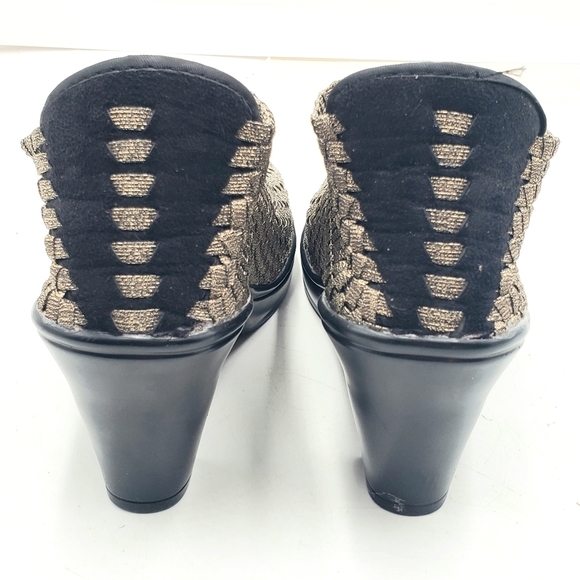 Corkys Womens 7 Bronze Metallic Nylon Weave Heels Stretch Pull On  Shoes - Picture 3 of 12